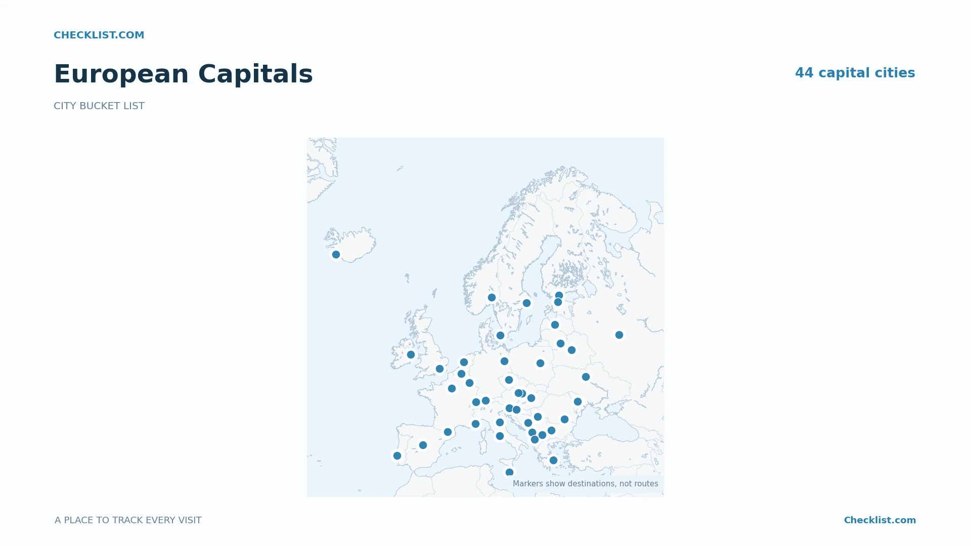 European Capitals Checklist Map