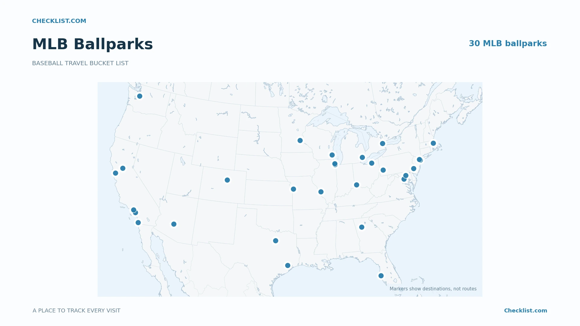 MLB Ballparks Checklist Map