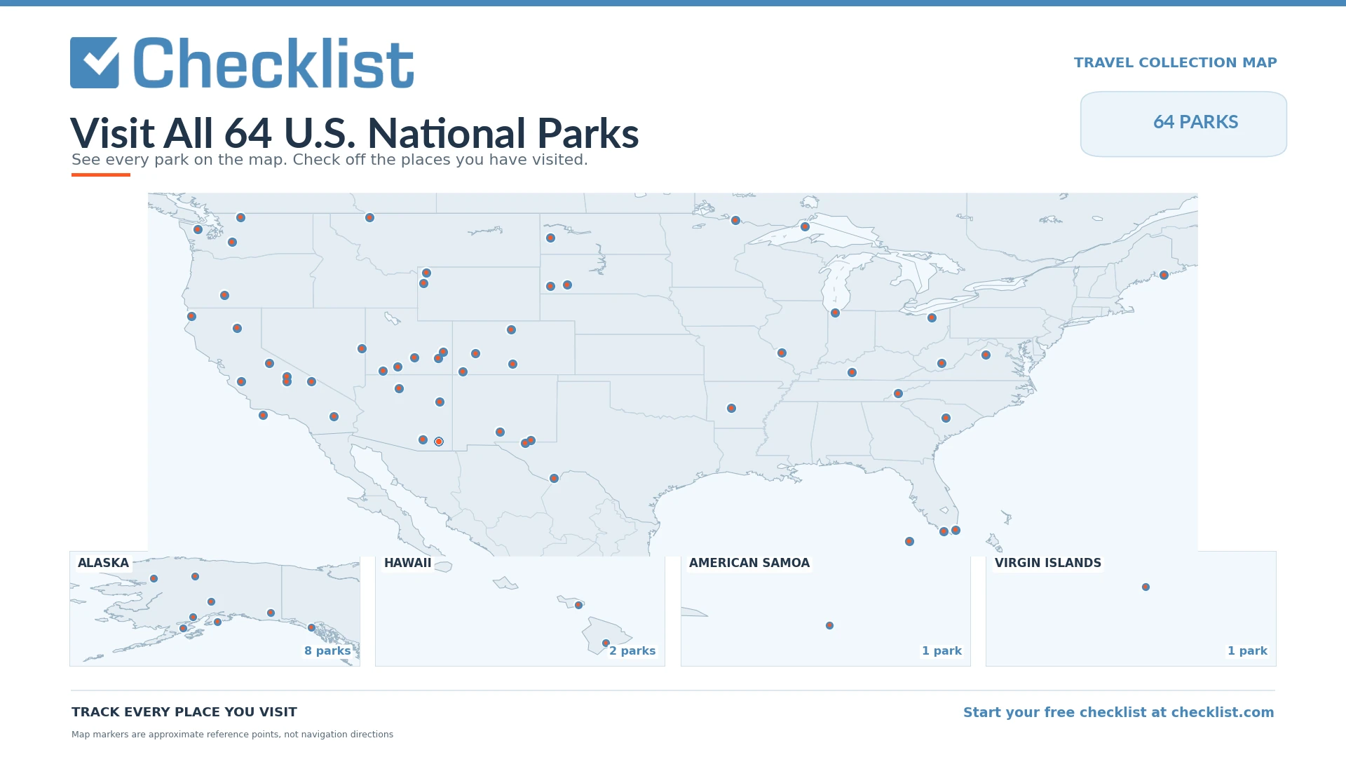 Visit All US National Parks Map